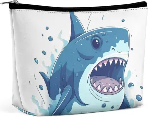 Cartoon Shark Cosmetic Bag Portable Toiletry Bag Large Capacity Travel Makeup Bags Beauty Makeup Organizer for Full-Sized Shampoo Conditioner Brushes Set Makeup Accessories