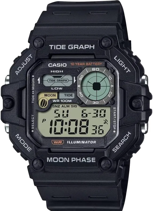 Casio Illuminator Tide Graph Moon Phase 10-Year Battery Digital Watch