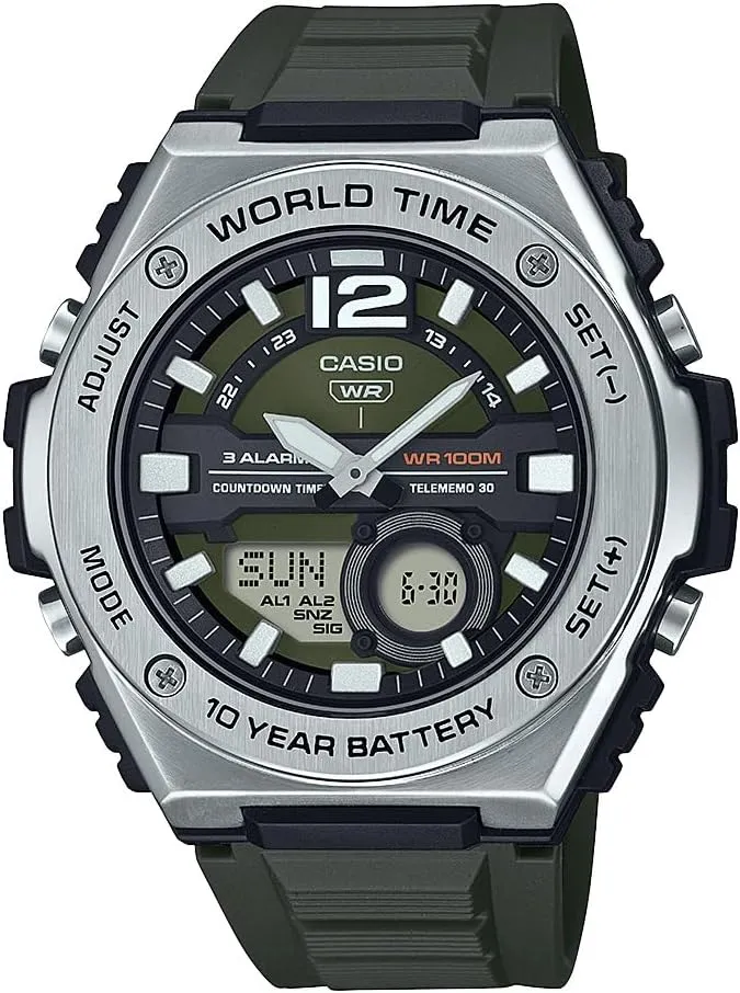 Casio MWQ100 Series | Men’s Digital Watch | 100M WR | Stainless Steel | World Time | Countdown Timer | Auto Calendar | Telememo | Multi Alarms | 100 SEC Chronograph | 10 Year Battery