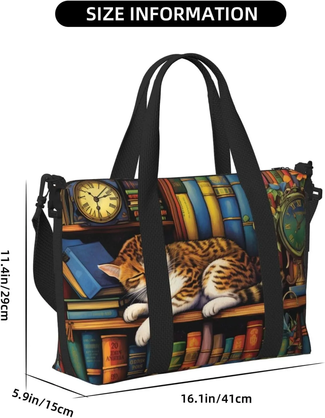 cat napping on shelf print Travel Duffel Bag, Sports Tote Gym Bag, Swim Pool Bag Large Shoulder Tote Bag for Beach Weekender