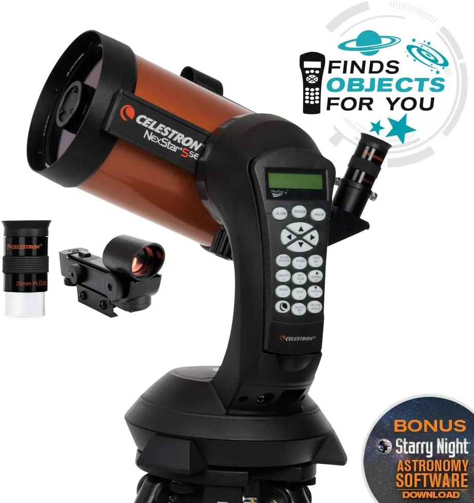 Celestron - NexStar 5SE Telescope - Computerized Telescope for Beginners and Advanced Users - Fully-Automated GoTo Mount - SkyAlign Technology - 40,000  Celestial Objects - 5-Inch Primary Mirror