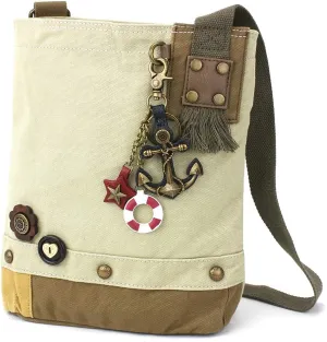 CHALA Handbag Canvas Crossbody Messenger Bag Patch Crossbody - Metal Anchor - Sand