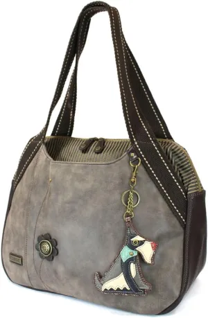 CHALA Large Bowling Tote Bag with Animal Charm (Schnauzer - Stone Gray)