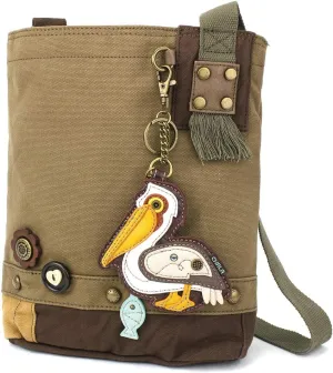 Chala Patch Cross-Body Women Handbag, Canvas Messenger Bag - Olive