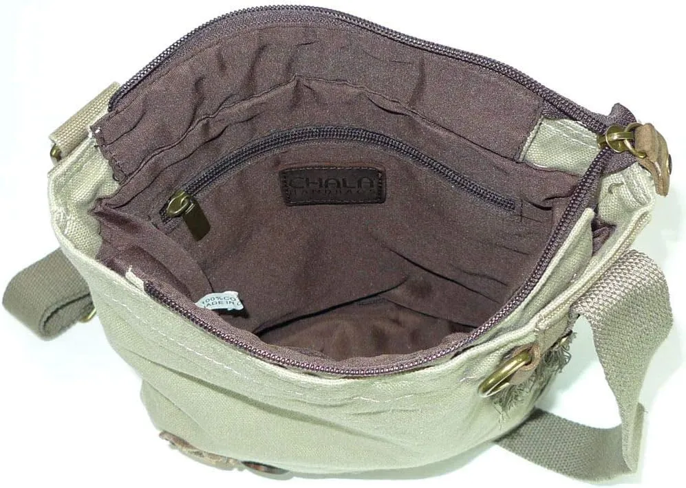 Chala Patch Cross-Body Women Handbag Canvas Messenger Bag
