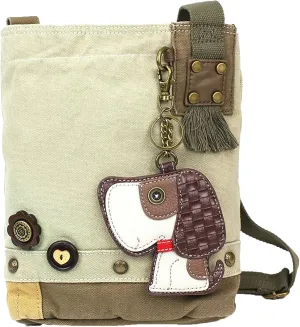 Chala Patch Cross-Body Women Handbag, Sand Color Canvas Messenger Bag - Toffy Dog