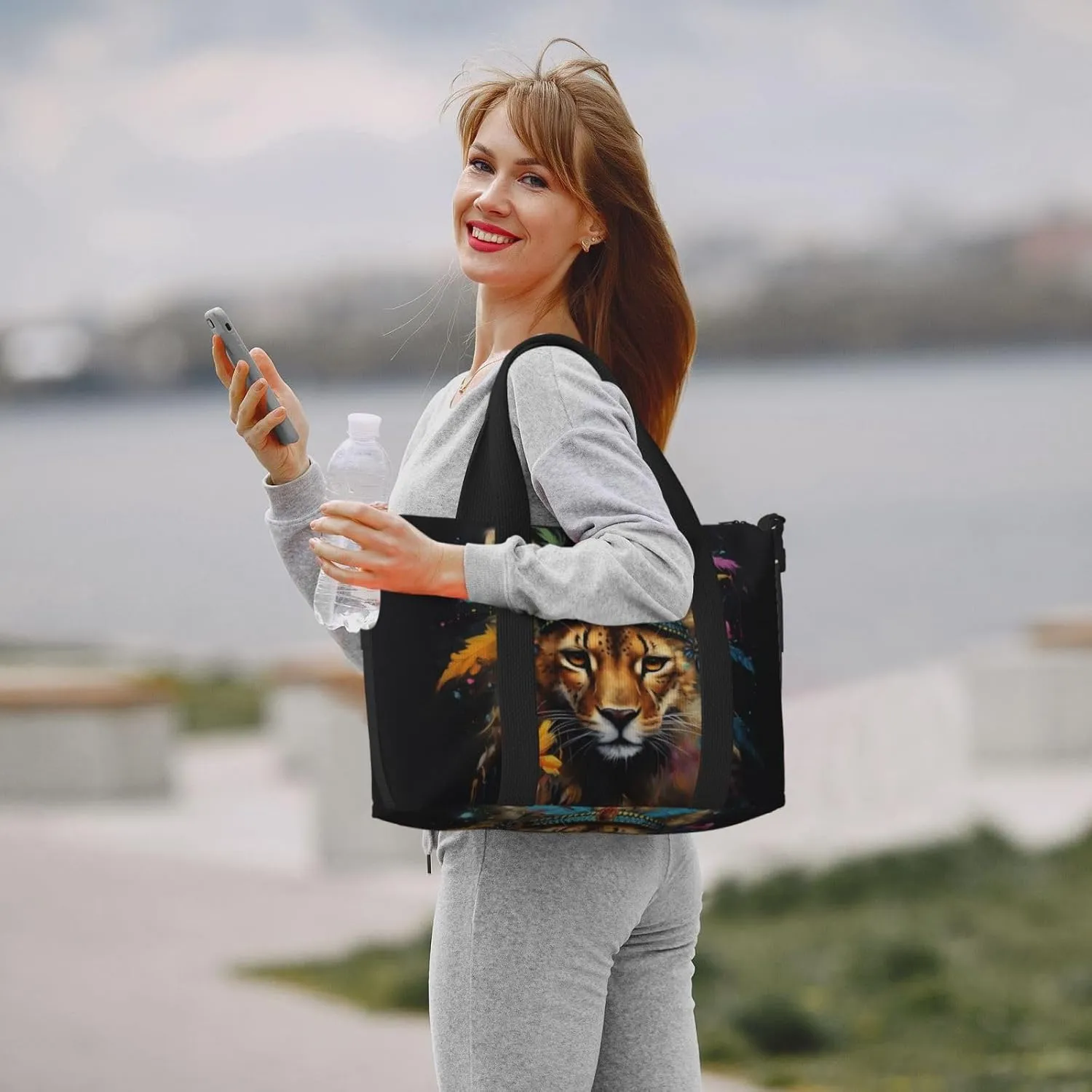 cheetah art print Travel Duffel Bag, Sports Tote Gym Bag, Swim Pool Bag Large Shoulder Tote Bag for Beach Weekender