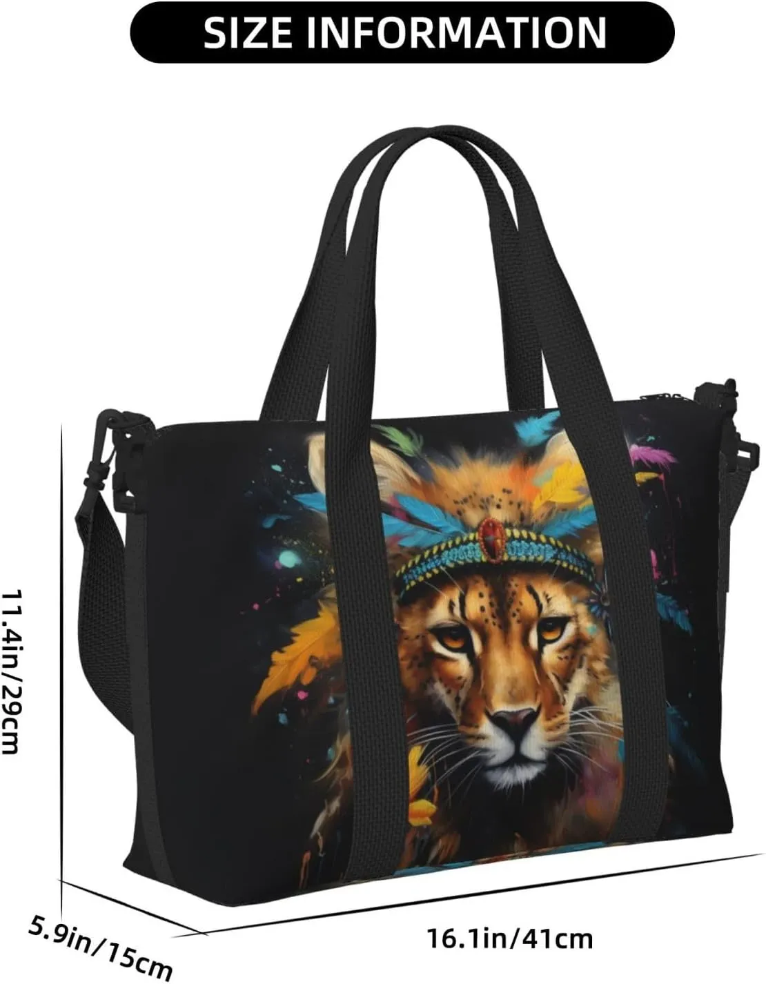 cheetah art print Travel Duffel Bag, Sports Tote Gym Bag, Swim Pool Bag Large Shoulder Tote Bag for Beach Weekender