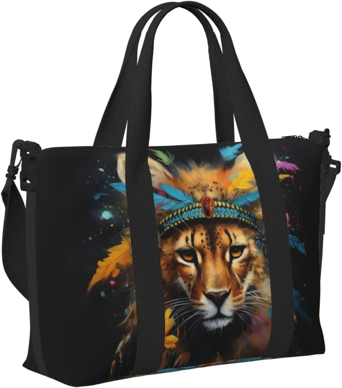 cheetah art print Travel Duffel Bag, Sports Tote Gym Bag, Swim Pool Bag Large Shoulder Tote Bag for Beach Weekender