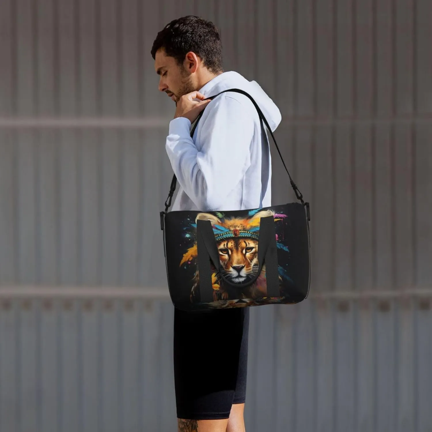 cheetah art print Travel Duffel Bag, Sports Tote Gym Bag, Swim Pool Bag Large Shoulder Tote Bag for Beach Weekender