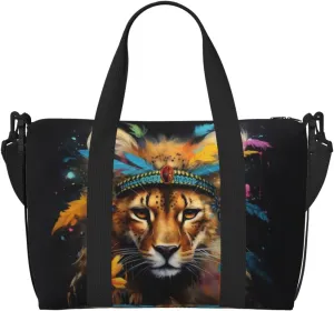 cheetah art print Travel Duffel Bag, Sports Tote Gym Bag, Swim Pool Bag Large Shoulder Tote Bag for Beach Weekender