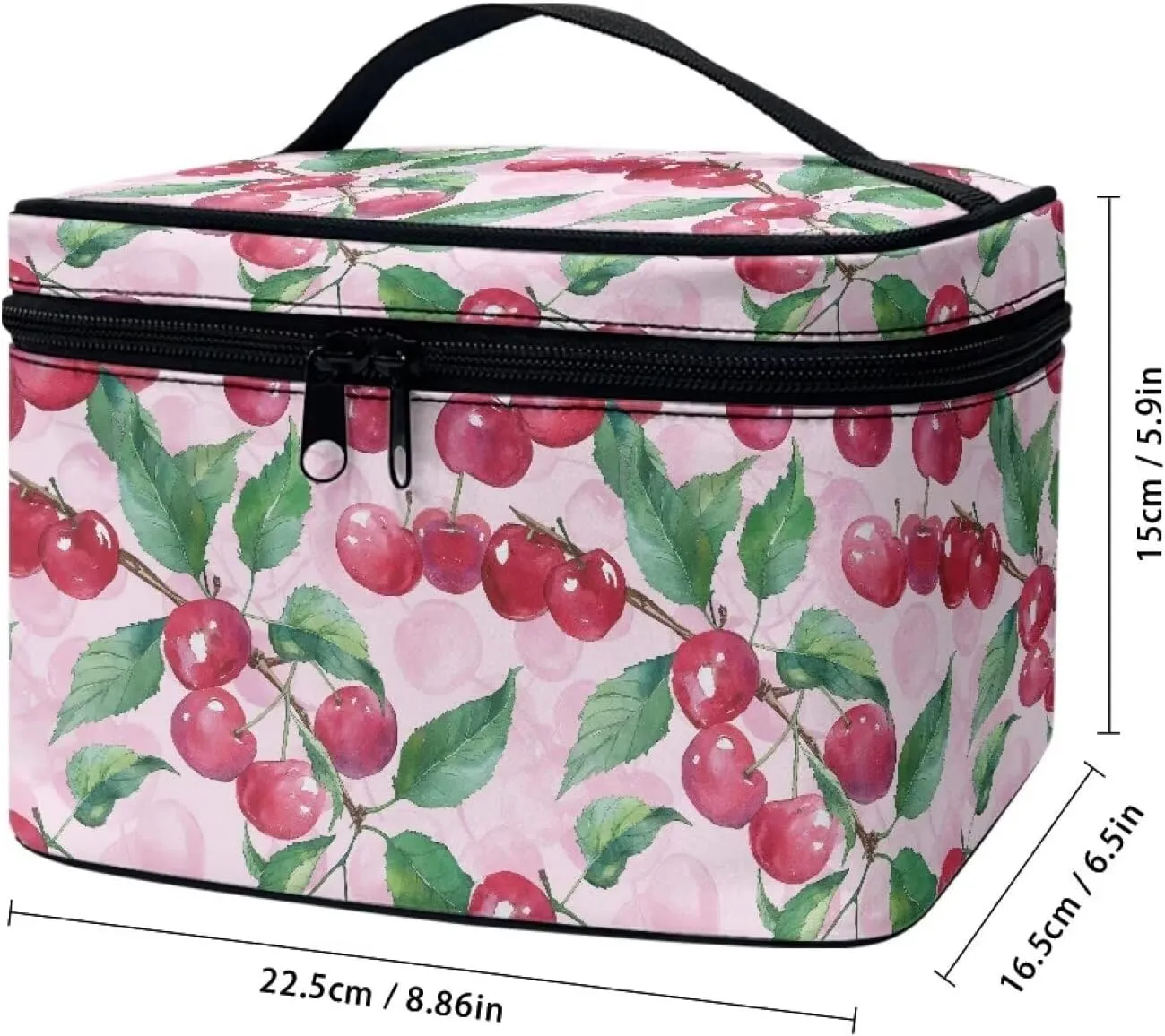 Cherry Makeup Bag for Teen Girls Pink Cosmetic Bag Travel Makeup Organzier with Handle Make Up Case Birthday Gifts for Women Girls