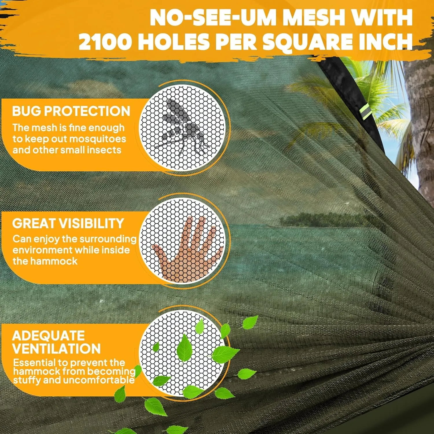 Chihee Ultra-Light Travel Camping Hammock Pop-up Net Hammock 660lbs Load Capacity,Breathable,Quick-Drying Parachute Nylon 2 Premium Carabiners,2 Tree Slings Included for Outdoor Backpacking Hiking