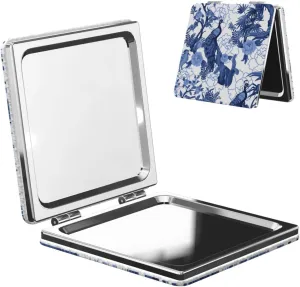 Chinoiserie Style Peacock Small Makeup Mirror Portable Travel Cosmetic Mirror Folding Small Pocket Mirror