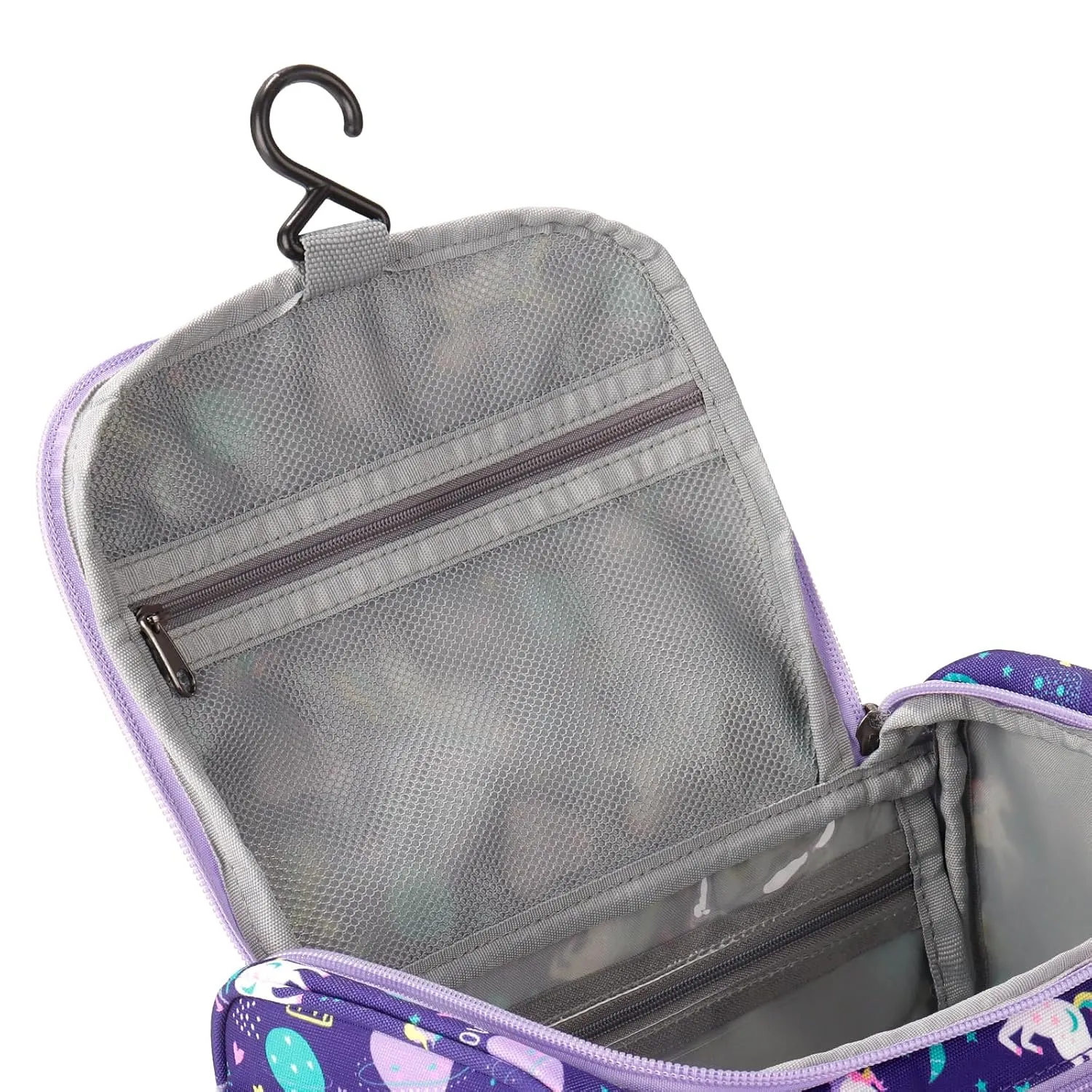 Choco Mocha Kids Unicorn Toiletry Bag for Girls, Travel Waterproof Hanging Toiletry Bag for Girls, Purple