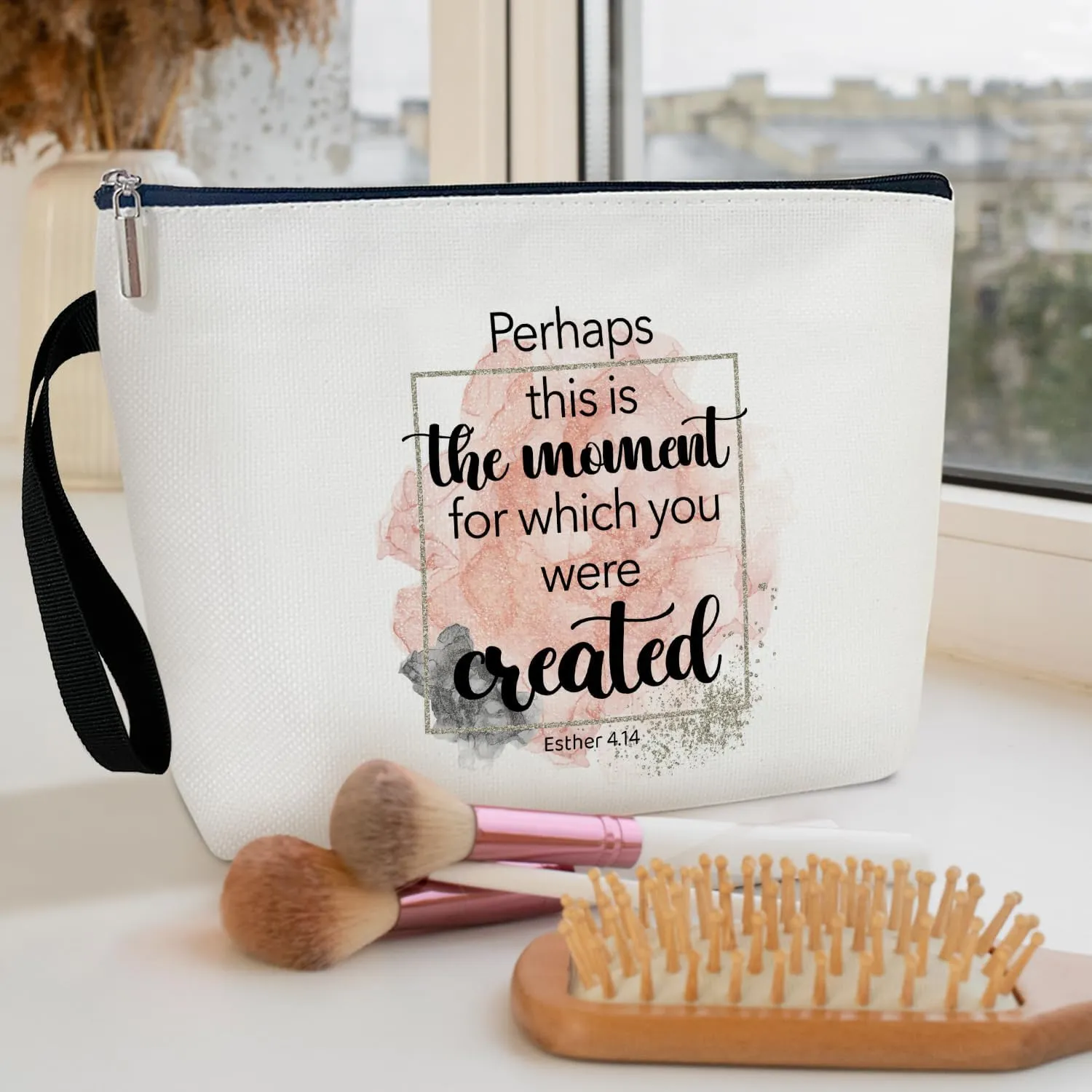 Christian Makeup Bag for Women Accessories Organizer, Religious Gifts Bible Verses Gifts for Wife Girlfriend Sister Coworker, Travel Essentials Purse Toiletry Pouch Cosmetic Bag with Zipper -25