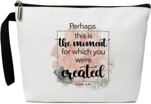 Christian Makeup Bag for Women Accessories Organizer, Religious Gifts Bible Verses Gifts for Wife Girlfriend Sister Coworker, Travel Essentials Purse Toiletry Pouch Cosmetic Bag with Zipper -25