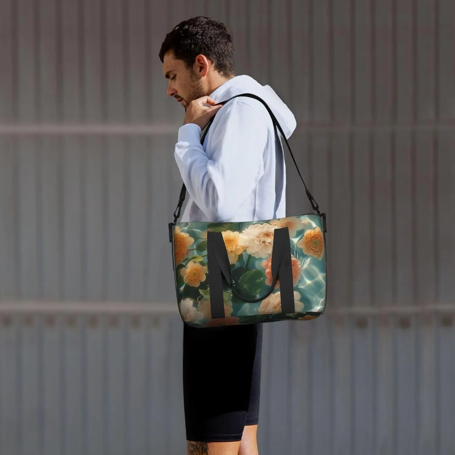 chrysanthemums art print Travel Duffel Bag, Sports Tote Gym Bag, Swim Pool Bag Large Shoulder Tote Bag for Beach Weekender