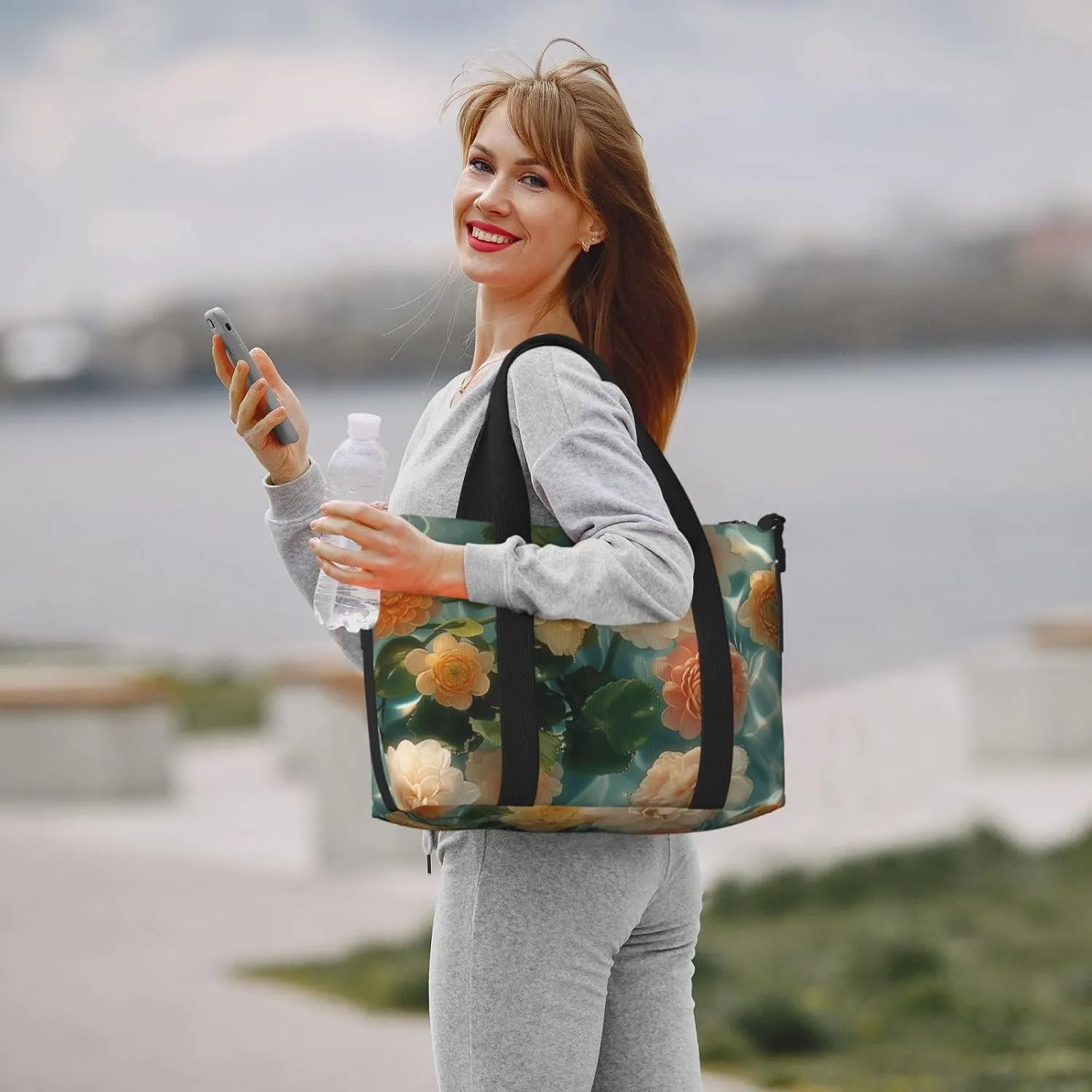 chrysanthemums art print Travel Duffel Bag, Sports Tote Gym Bag, Swim Pool Bag Large Shoulder Tote Bag for Beach Weekender
