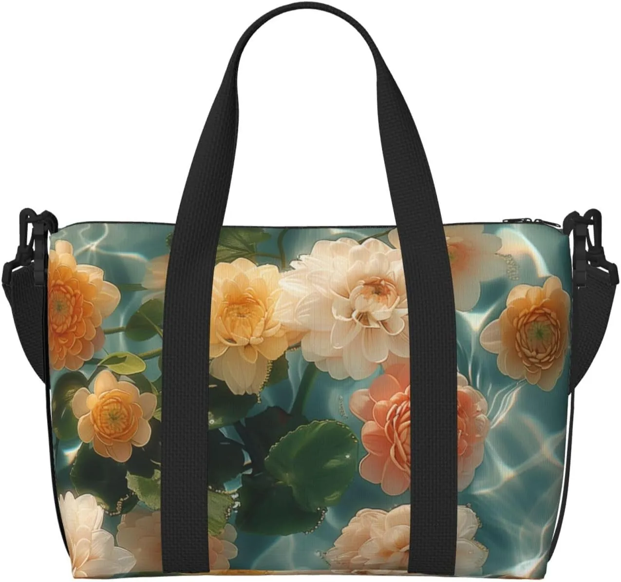 chrysanthemums art print Travel Duffel Bag, Sports Tote Gym Bag, Swim Pool Bag Large Shoulder Tote Bag for Beach Weekender