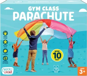 Chuckle & Roar - Gym Class Parachute - Rainbow Fabric Parachute - Indoor/Outdoor Fun - Great for Preschoolers - Ages 3 and Up