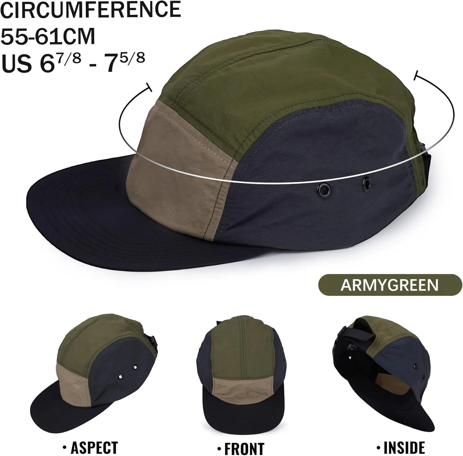 CLAPE 5 Panel Hat for Men, Curved Brim UPF50  Sun Hats Quick Dry Outdoor Sports Running Hat Baseball Cap