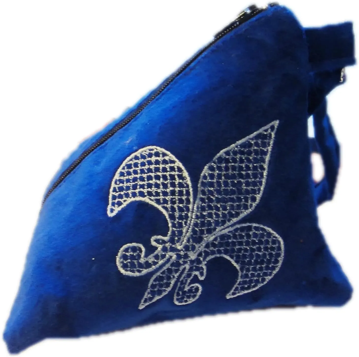 Classic Pyramid Triangle Embroidered Cosmetic Bag (Lily Blue)
