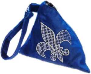 Classic Pyramid Triangle Embroidered Cosmetic Bag (Lily Blue)