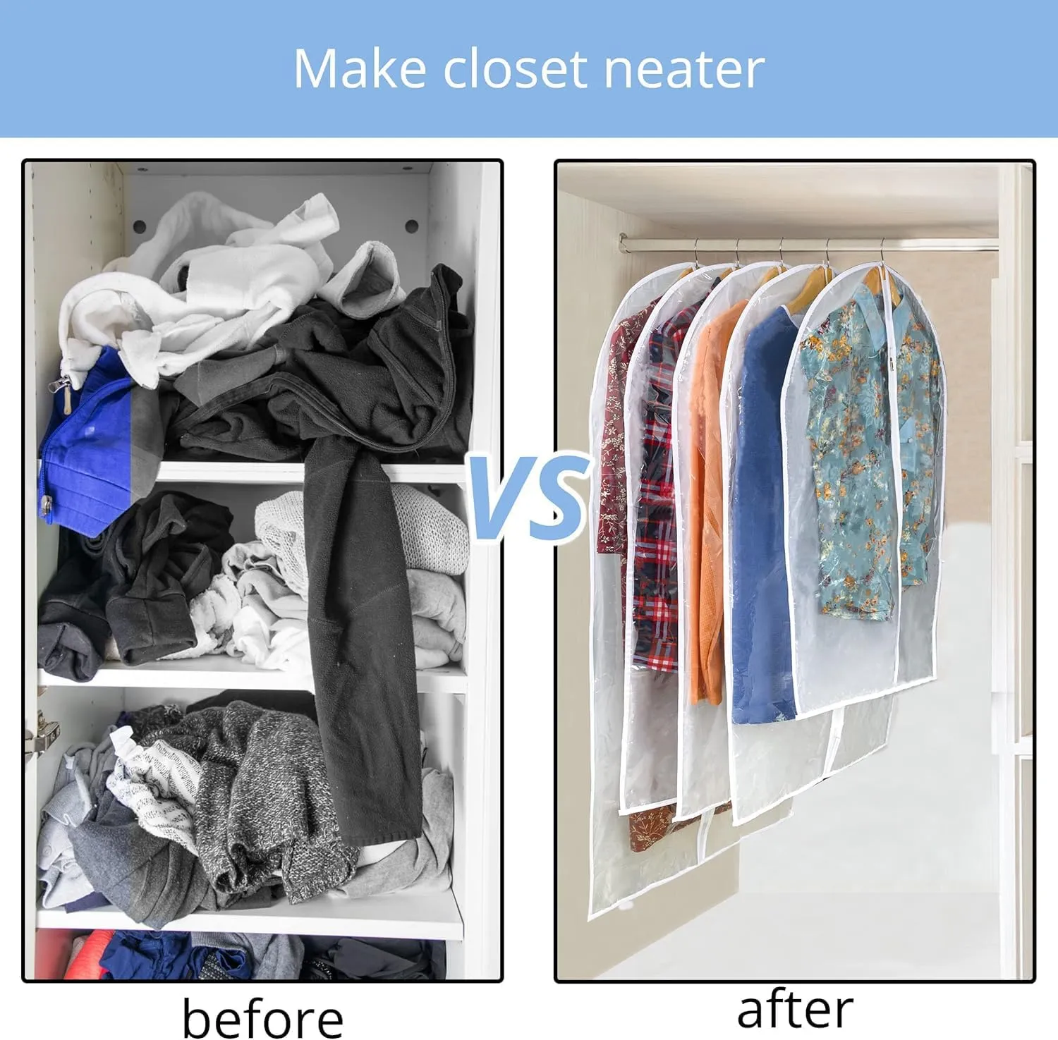 Clear Garment Bags For Hanging Clothes, 36" Women Suit Bags, Plastic Garment Bags for Closet Storage, Suit Cover Bags with Zipper for Short Coats, Jackets, Shirts 24"x36"/ 12 Pack