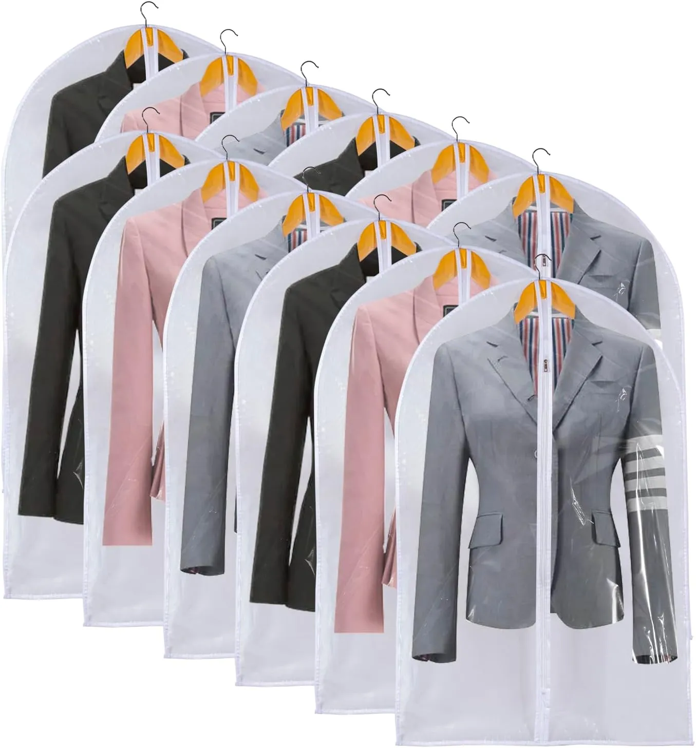 Clear Garment Bags For Hanging Clothes, 36" Women Suit Bags, Plastic Garment Bags for Closet Storage, Suit Cover Bags with Zipper for Short Coats, Jackets, Shirts 24"x36"/ 12 Pack