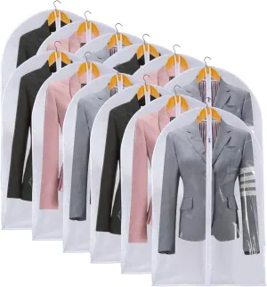 Clear Garment Bags For Hanging Clothes, 36" Women Suit Bags, Plastic Garment Bags for Closet Storage, Suit Cover Bags with Zipper for Short Coats, Jackets, Shirts 24"x36"/ 12 Pack