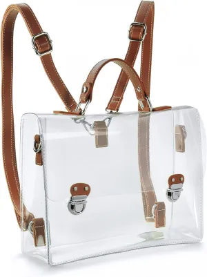 Clear PVC Backpack for Stadium Approved Multifunction Transparent Shoulder Handbag Unisex Messenger Satchel Cross Body Bag