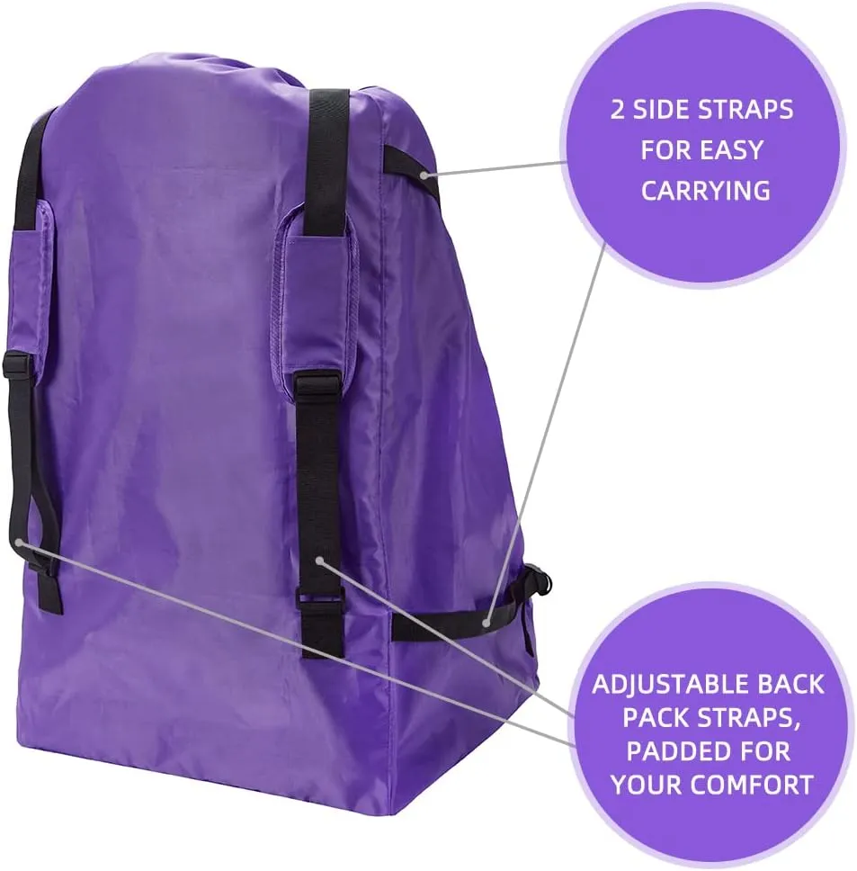 Clearworld Car Seat Travel Bag for Air Travel, Durable Gate Check Bag for Airport,Foldable Baby Stroller Travel Carry Bag, Fits Car Seats, Infant Carriers & Booster,Universal Size(Purple)