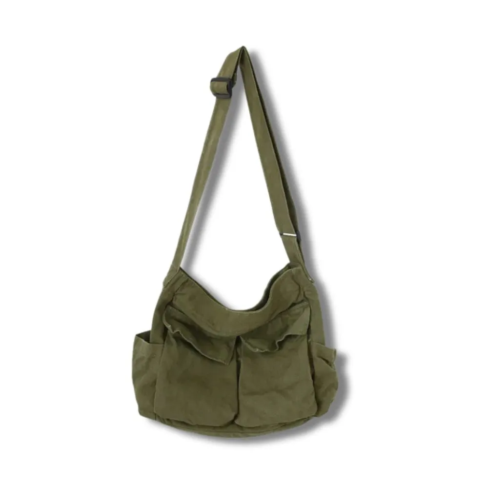 Cleo | Vintage Canvas Large Crossbody Messenger Bag
