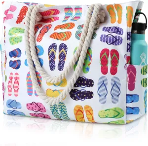 Clothirily Beach Bag for Women - Large Beach Tote Bag, Waterproof Sandproof Beach Bag with Zipper, Large Swim Pool Beach Tote
