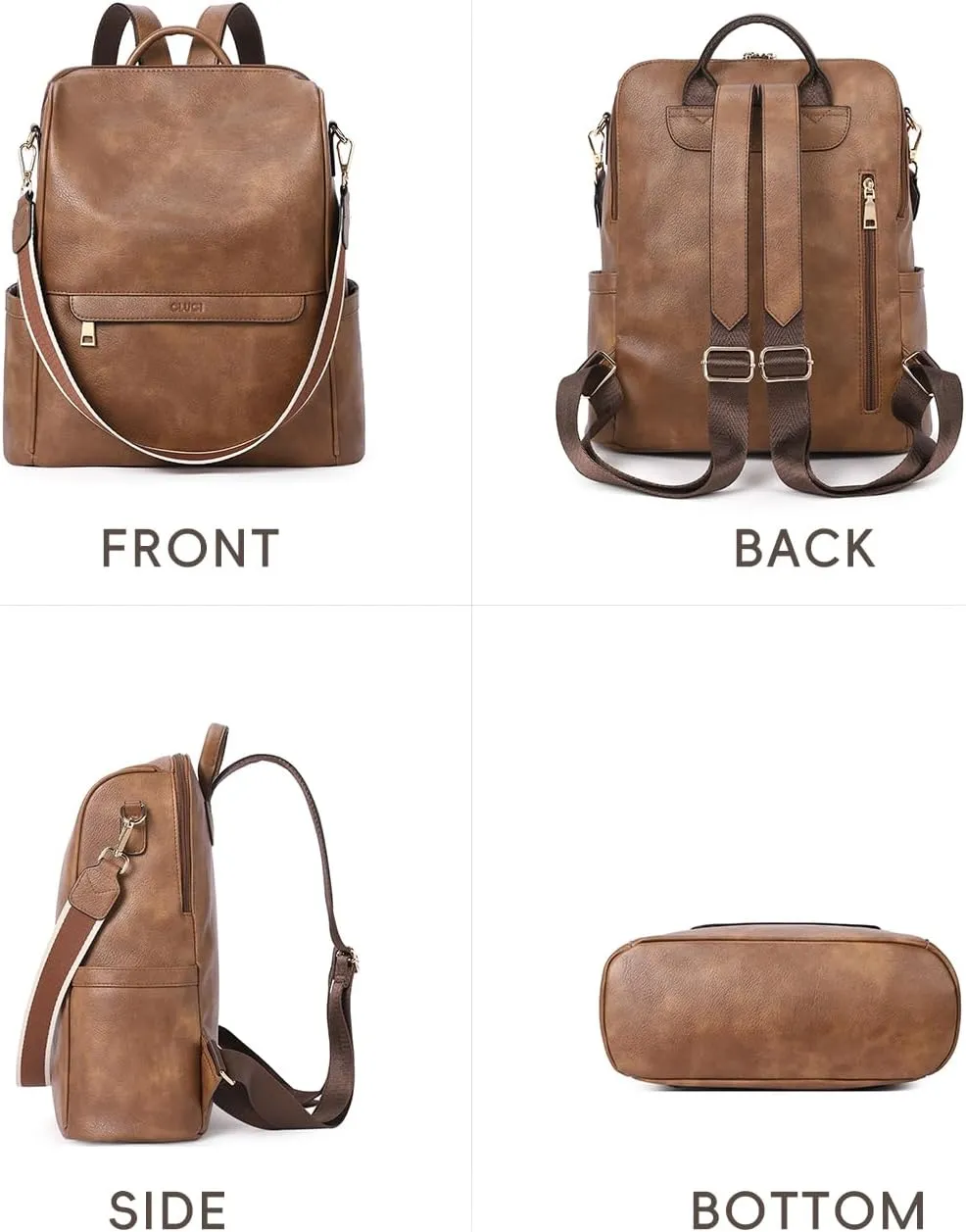 CLUCI Womens Backpack Purse Leather Anti-theft Large Fashion Designer Travel Bag Ladies Shoulder Bags