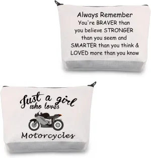 CMNIM Motorcycle Gifts for Her Just a Girl Who Loves Motorcycles Makeup Bag Motorcycle Biker Girl Woman Rider Gifts (Motorcycles Makeup Bag)