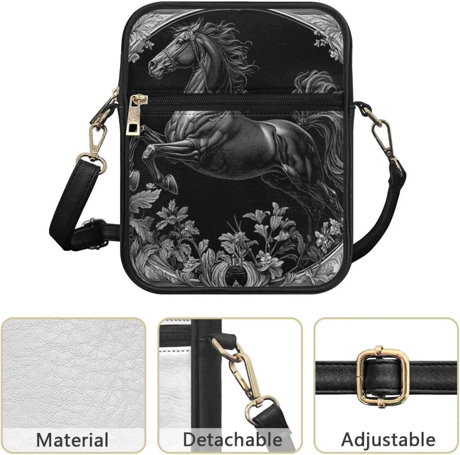 COEQINE Womens Messenger Bag with Zipper Leather Messenger Purse for Woman Crossbody Purse with Adjustable Strap Handbag