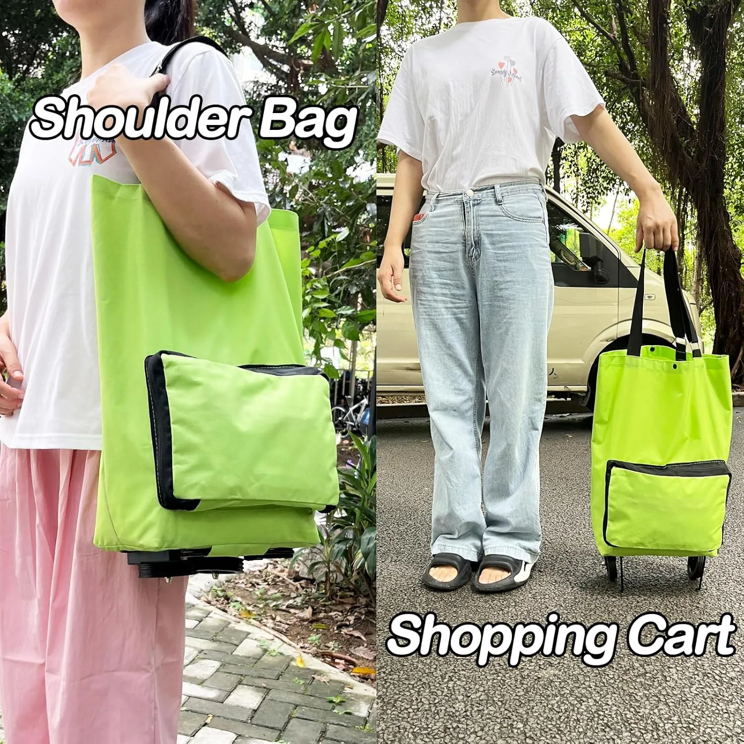 Collapsible Shopping Cart,Folding Lightweight Portable Collapsible Bag with Wheels, Lightweight Waterproof Rolling, Trolley Tote Stair Climbing Cart for Traveling(Red)