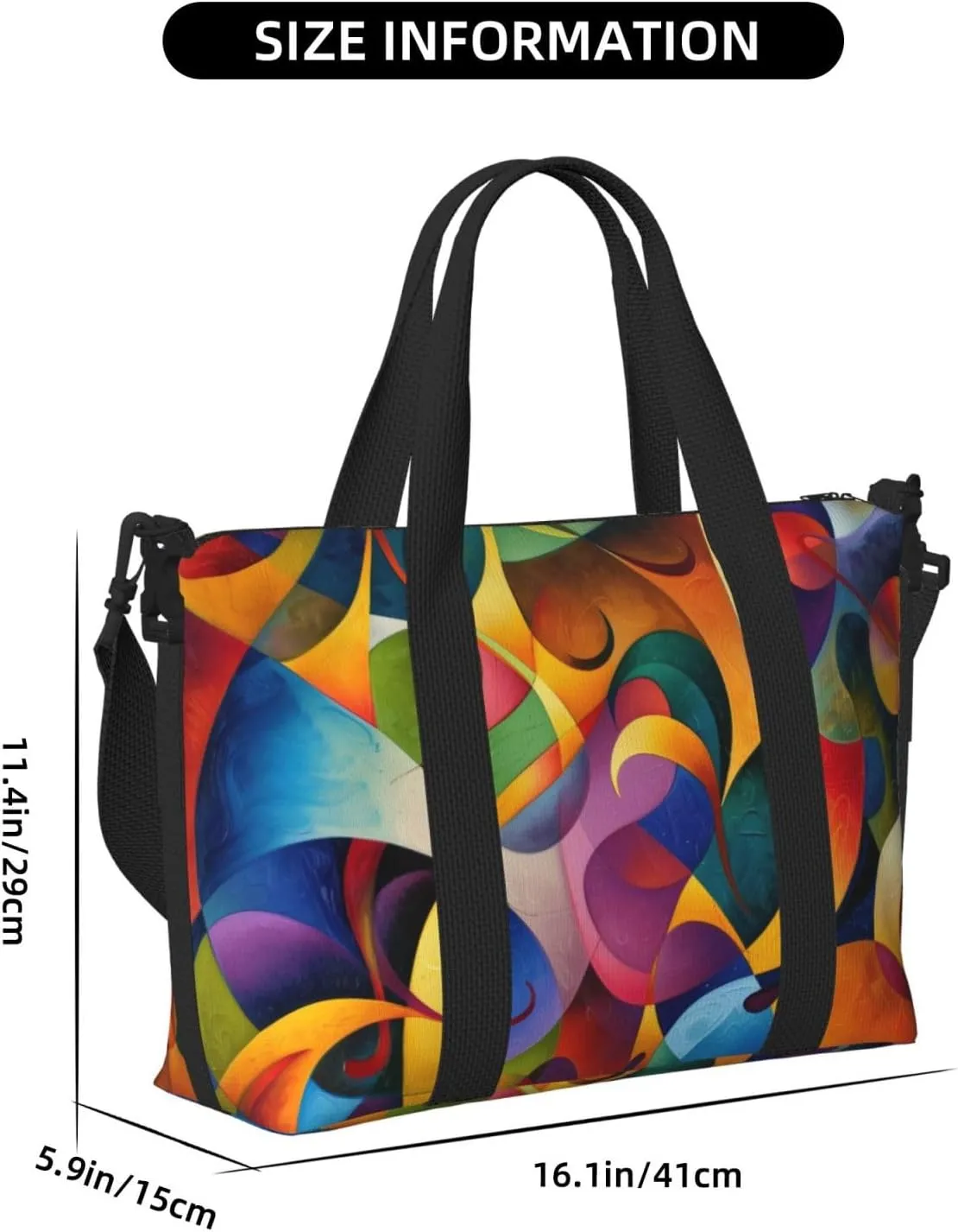 colorful abstract print Travel Duffel Bag, Sports Tote Gym Bag, Swim Pool Bag Large Shoulder Tote Bag for Beach Weekender