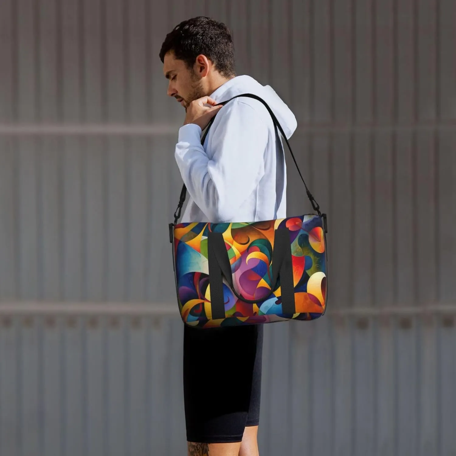 colorful abstract print Travel Duffel Bag, Sports Tote Gym Bag, Swim Pool Bag Large Shoulder Tote Bag for Beach Weekender