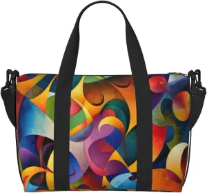 colorful abstract print Travel Duffel Bag, Sports Tote Gym Bag, Swim Pool Bag Large Shoulder Tote Bag for Beach Weekender