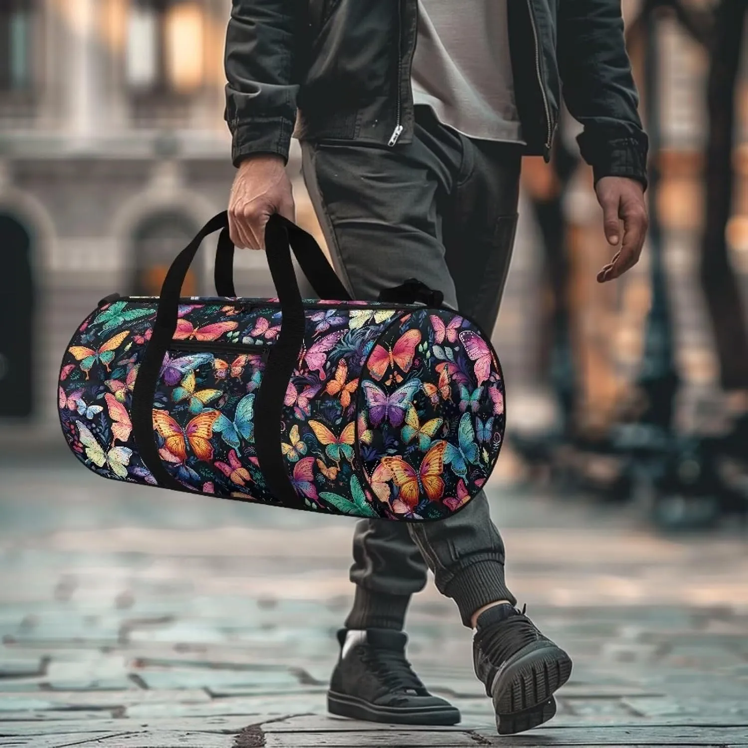Colorful Butterfly Duffel Bag for Women Weekender Overnight Bag Multifunctional Garment Bag with Inner Pocket Hospital Bag for Labor and Delivery Foldable Travel Duffel Bag