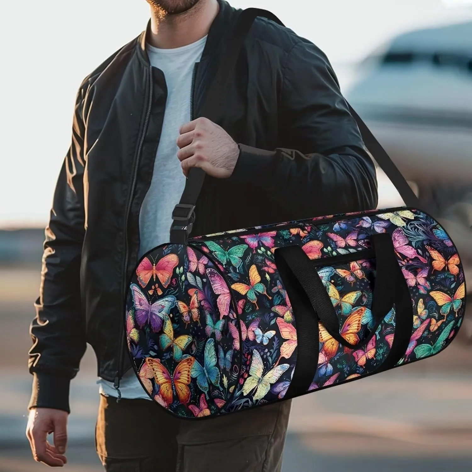 Colorful Butterfly Duffel Bag for Women Weekender Overnight Bag Multifunctional Garment Bag with Inner Pocket Hospital Bag for Labor and Delivery Foldable Travel Duffel Bag