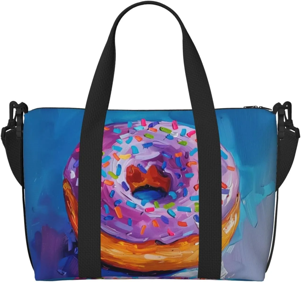 colorful doughnut print Travel Duffel Bag, Sports Tote Gym Bag, Swim Pool Bag Large Shoulder Tote Bag for Beach Weekender