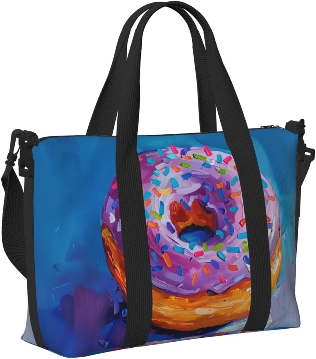 colorful doughnut print Travel Duffel Bag, Sports Tote Gym Bag, Swim Pool Bag Large Shoulder Tote Bag for Beach Weekender