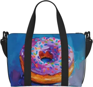 colorful doughnut print Travel Duffel Bag, Sports Tote Gym Bag, Swim Pool Bag Large Shoulder Tote Bag for Beach Weekender