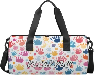 Colorful Fingerprint Cartoon Print Custom Duffel Bags Weekender Bags Custom Sport Duffel Bag Carry on Overnight Weekender Bag