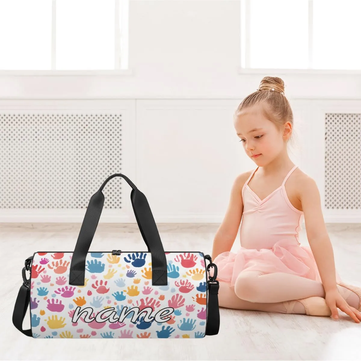 Colorful Fingerprint Cartoon Print Custom Duffel Bags Weekender Bags Custom Sport Duffel Bag Carry on Overnight Weekender Bag