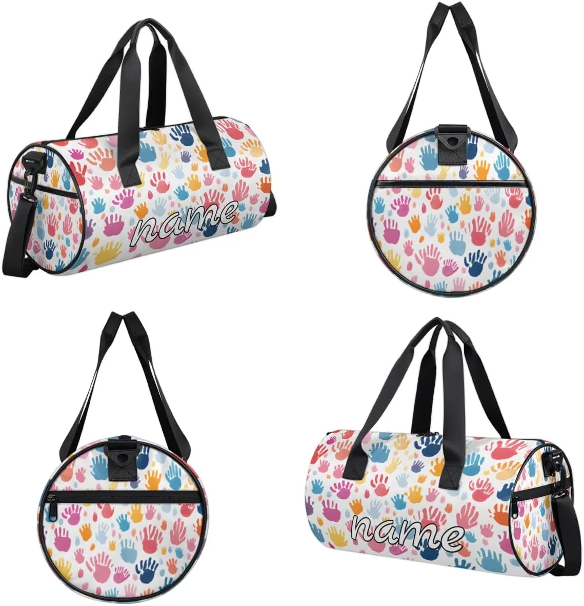 Colorful Fingerprint Cartoon Print Custom Duffel Bags Weekender Bags Custom Sport Duffel Bag Carry on Overnight Weekender Bag